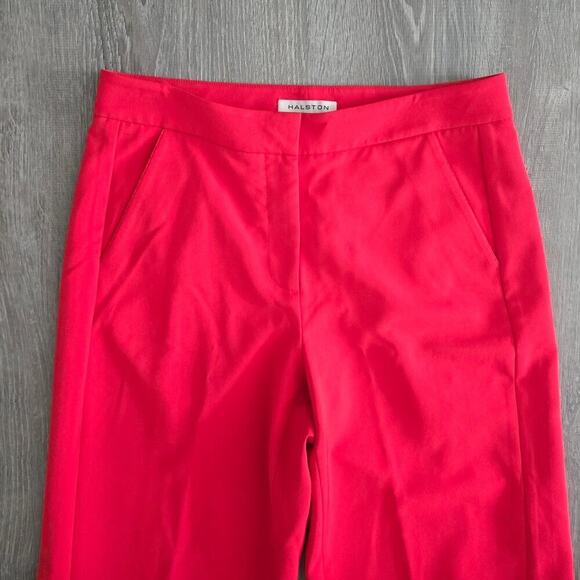 Halston Lipstick Red High Rise Wide Leg Pleated Pants Size 8 - Picture 4 of 7